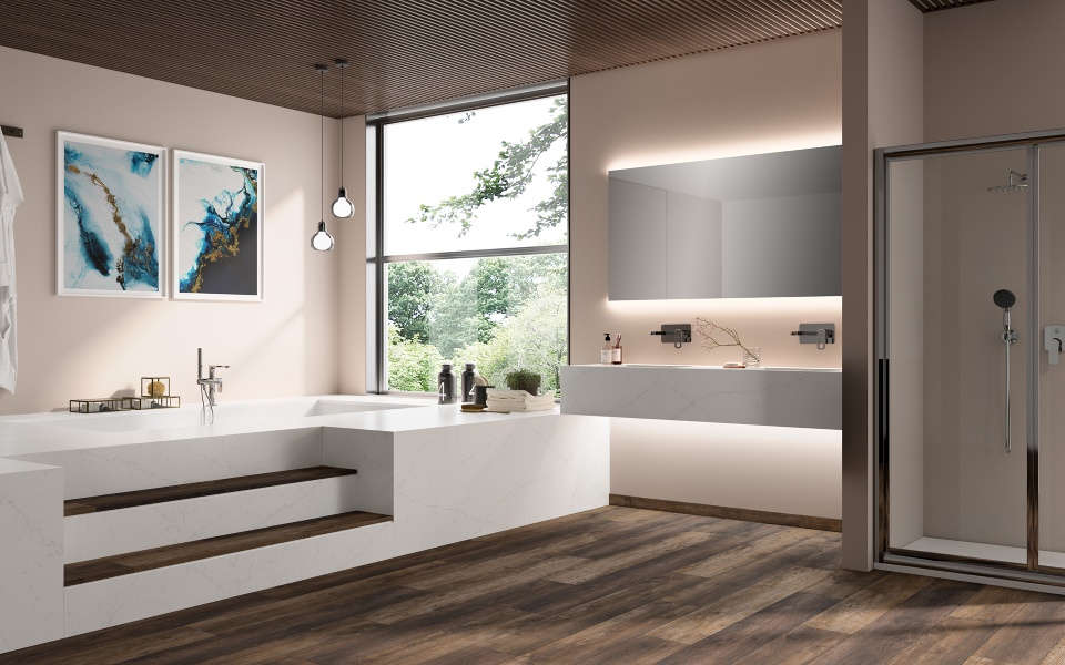 LX Hausys Viatera quartz bath and washbasin