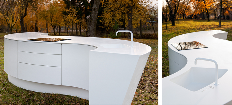 Kitchen Countertop of Maru Design made by LX Hausys HIMACS solid surface