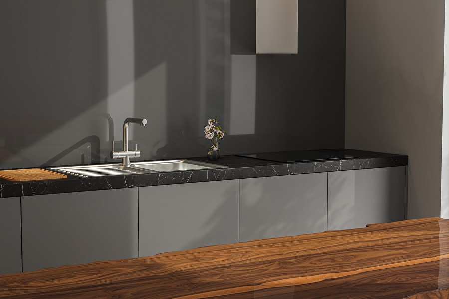 The worktop of marble can create an attractive atmosphere.