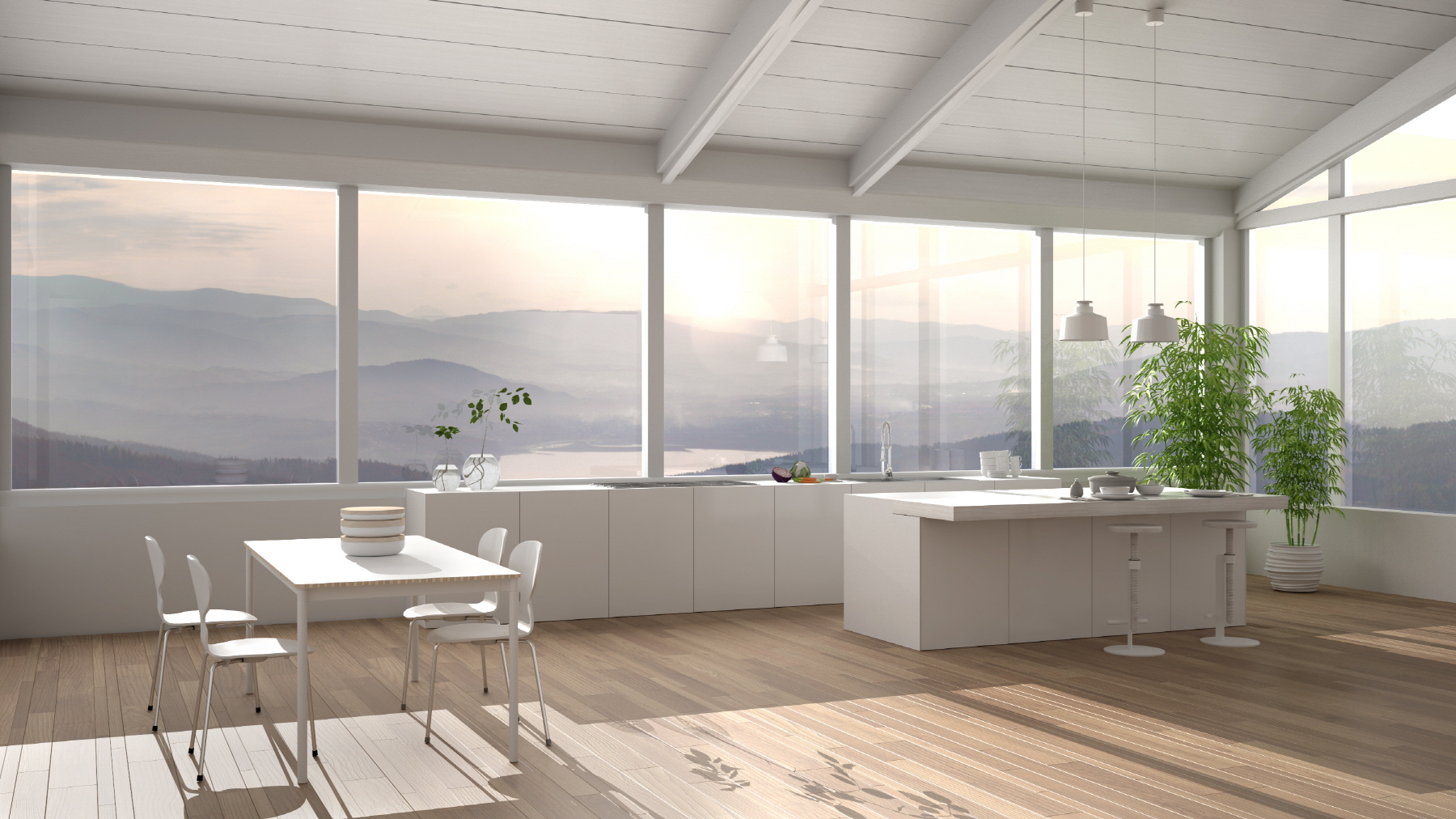 The U-shaped outdoor kitchen not only fosters an intimate atmosphere with guests but also provides a private workspace with its enclosed structure.