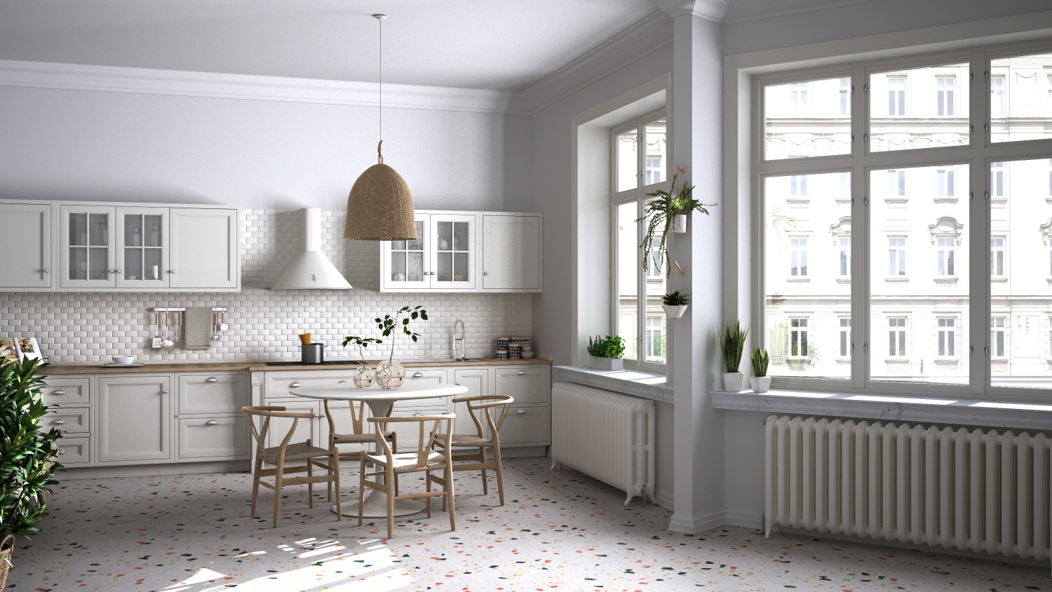 If you want to add a natural feel to your new kitchen, try incorporating plants and natural lighting.