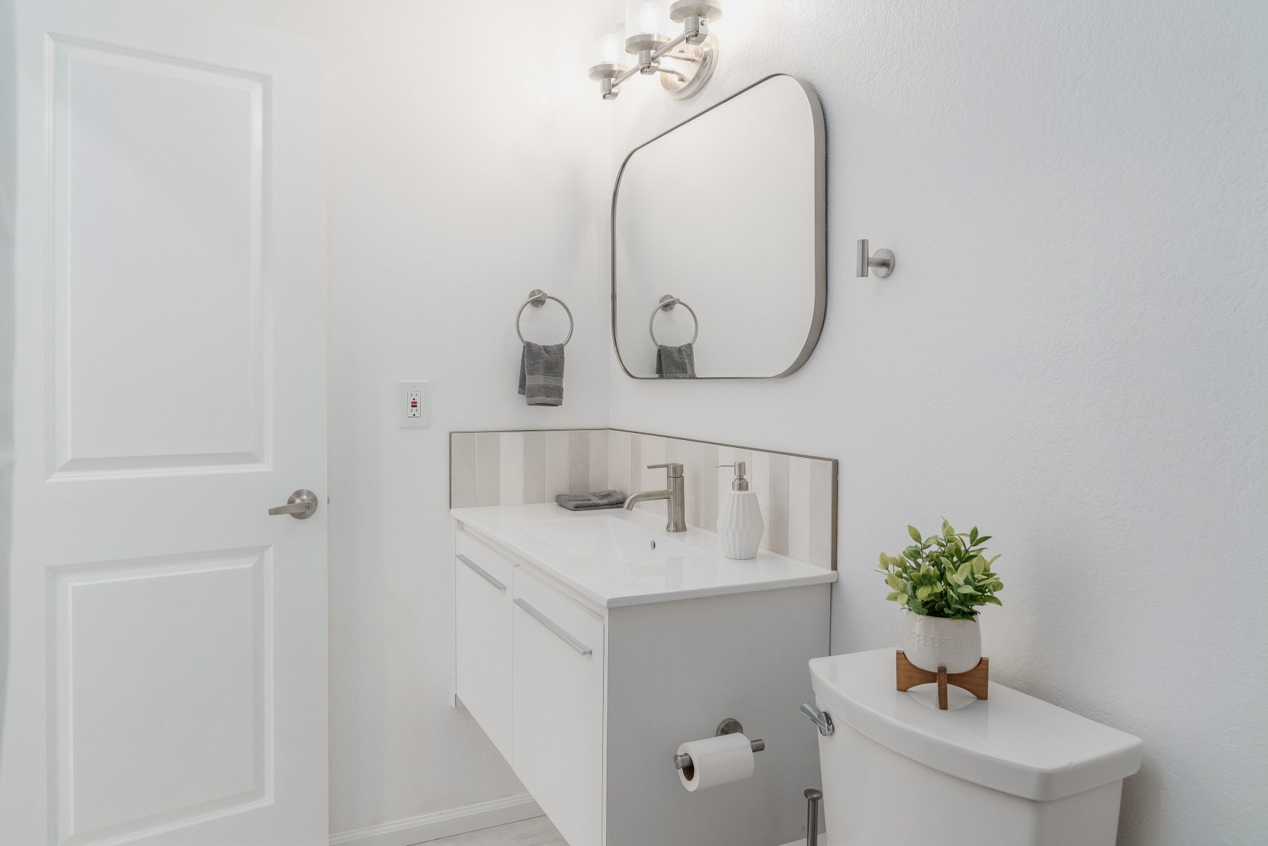 Half bathrooms are the perfect place to experiment with colorful designs that might be overwhelming in larger spaces.