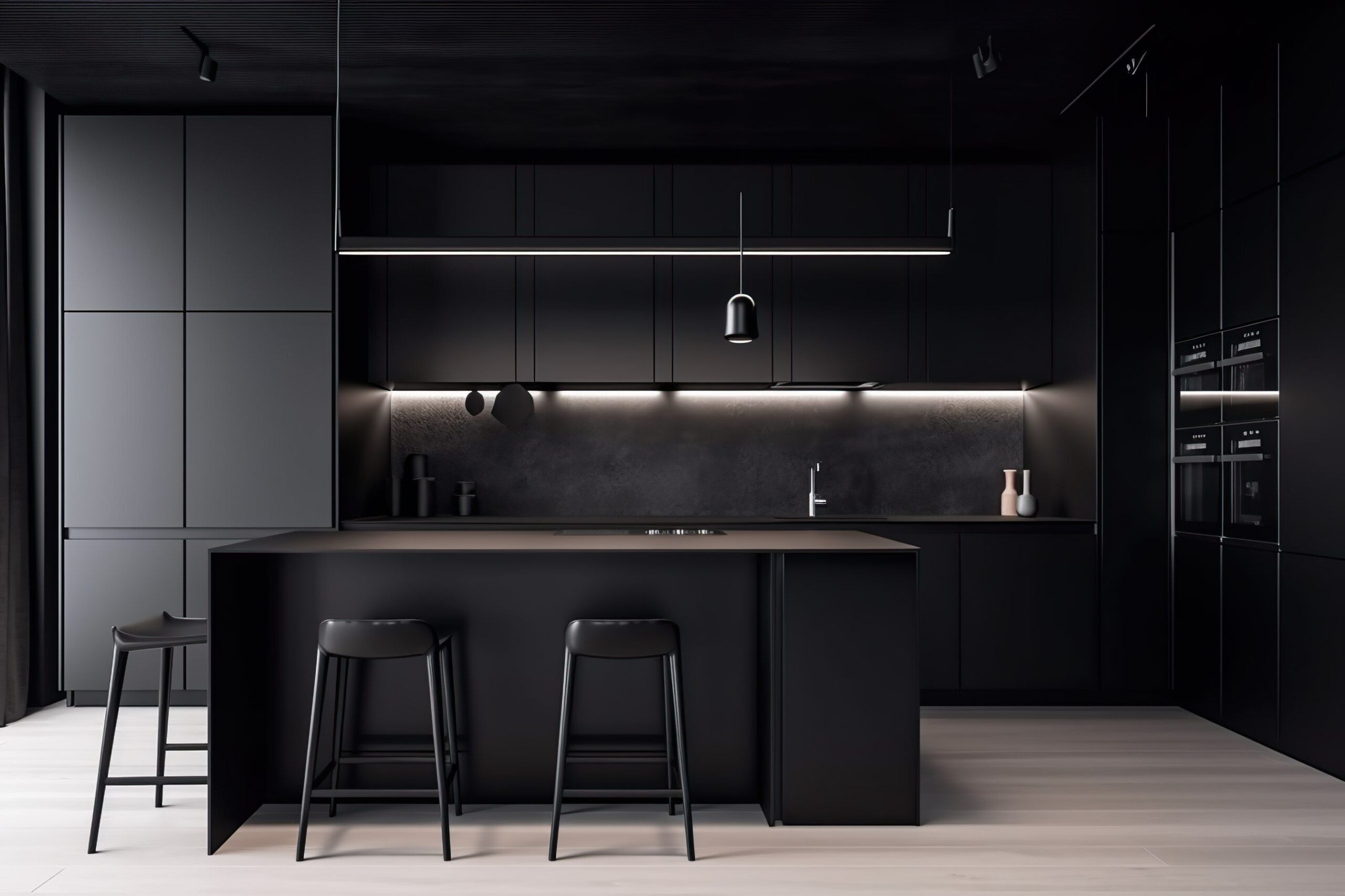 Use a black countertop as the starting point for your kitchen’s design to complete the theme.