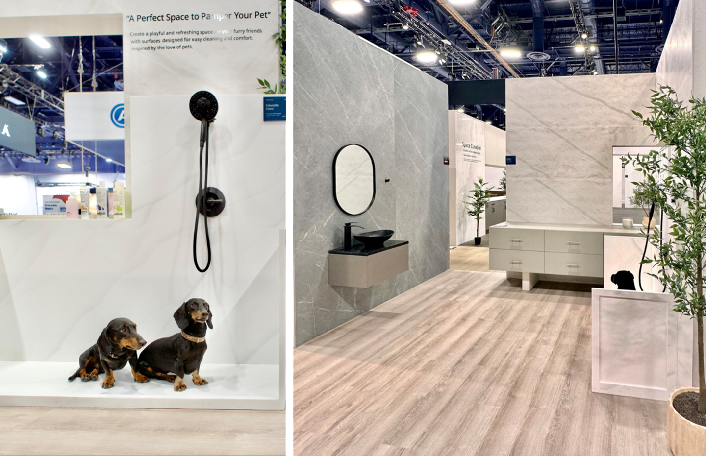 Playful and refreshing bathroom with the pet wash area designed by LX Hausys